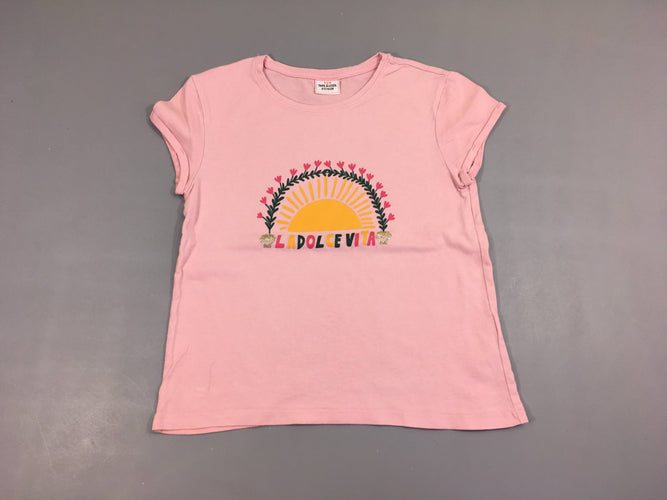 T-shirt m.c rose soleil, moins cher chez Petit Kiwi