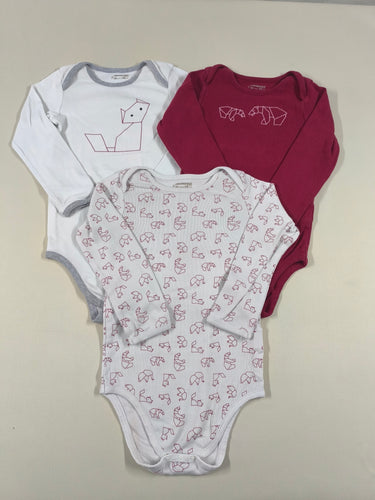 3 bodies m.l blanc animaux/rouge ours/blanc renard, moins cher chez Petit Kiwi