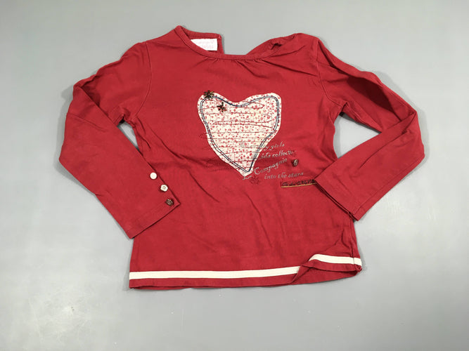 T-shirt m.l rouge fronces coeur, moins cher chez Petit Kiwi