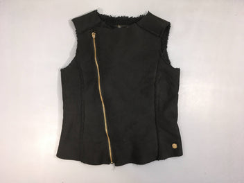 Gilet zippé s.m effet peau retournée noir