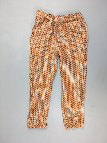 Pantalon fluide brun motifs blanc-bleu taille et chevilles élastiques, moins cher chez Petit Kiwi