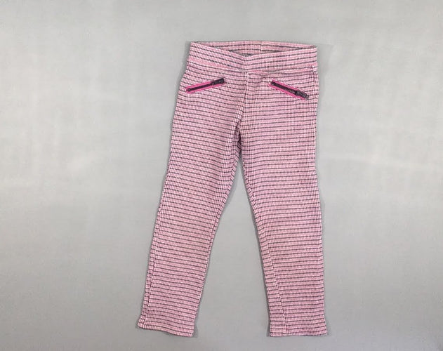 Pantalon molleton pied de poule rose/noir zips, moins cher chez Petit Kiwi