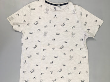 T-shirt m.c gris chiné surf, très légèrement bouloché