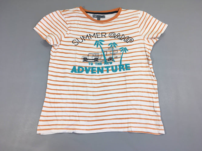 T-shirt m.c blanc rayé orange Summer Camp, moins cher chez Petit Kiwi