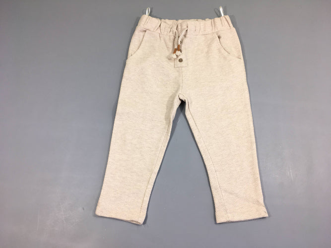 Pantalon molleton texturé beige, moins cher chez Petit Kiwi