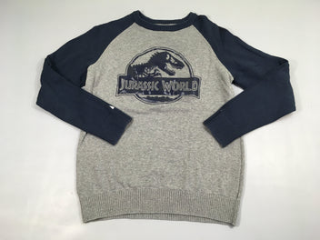 Pull gris chiné/bleu dino