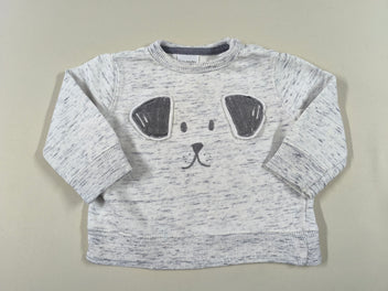 Sweat gris flammé visage chien