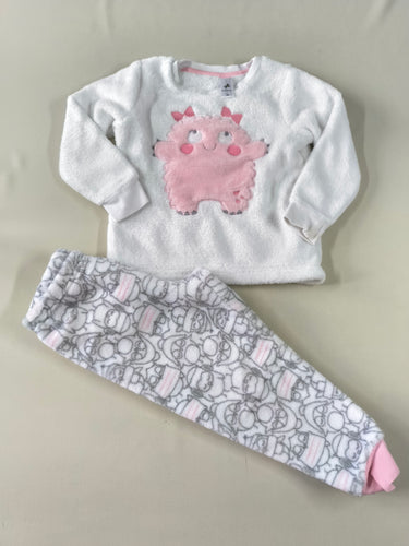 Pyjama 2 pcs veloudoux blanc personnage rose pantanlon blanc manchots, moins cher chez Petit Kiwi