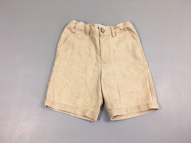 Bermuda beige chino 30%Lin, moins cher chez Petit Kiwi