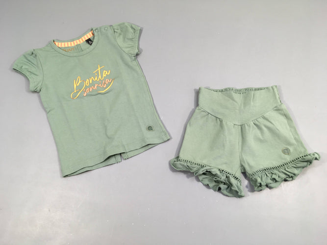 T-shirt m.c vert Bonita + short, Quapi, moins cher chez Petit Kiwi