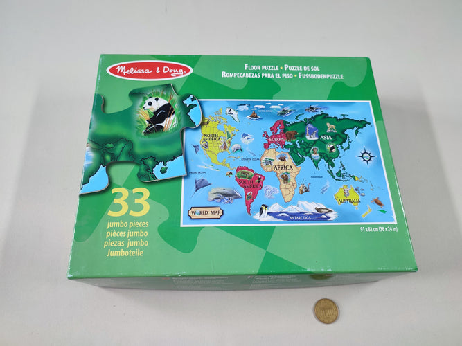 Puzzle de sol carte du monde 33pcs - Complet, moins cher chez Petit Kiwi