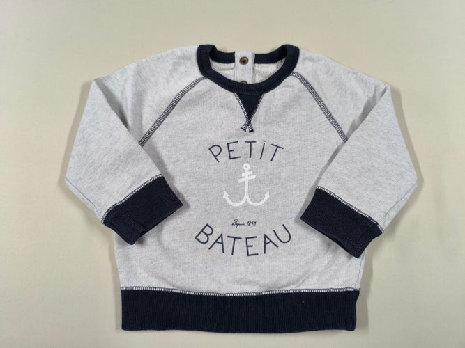 Sweat gris clair "Petit bateau", moins cher chez Petit Kiwi