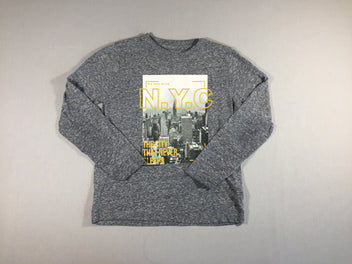 T-shirt m.l gris flammé N.Y.C légèrement bouloché