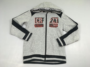 Sweat zippéà capuche gris chiné Crazy, légèrement bouloché