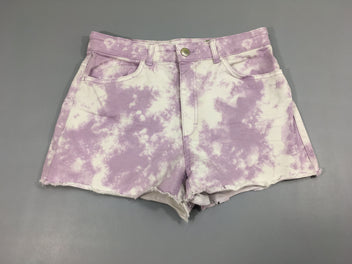 Short denim mauve effet délavé