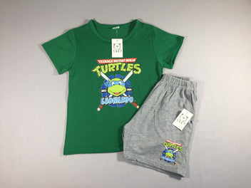 Neuf  - Pyjama 2 pièces jersey - T-shirt m.c vert et Short gris - Tortue Ninja