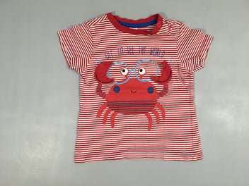 T-shirt m.c blanc rayé rouge crabe pinces texturées