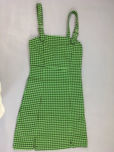 Robe Salopette à carreaux vert néon/noir, XS, moins cher chez Petit Kiwi