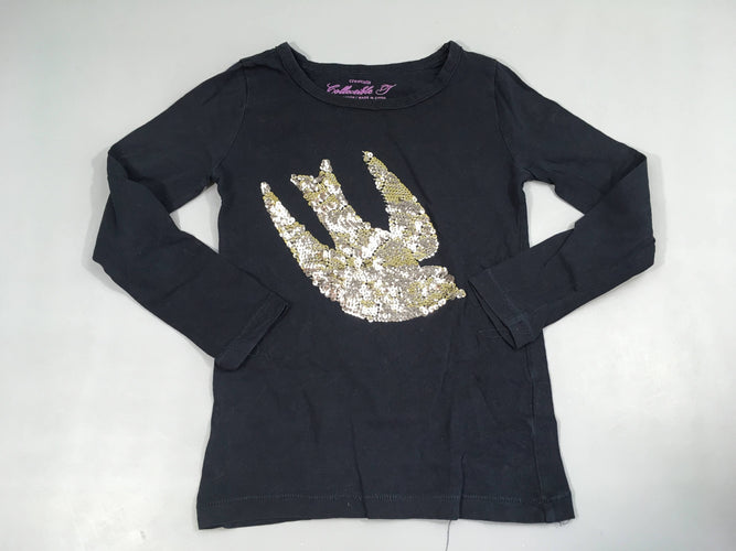 T-shirt m.l bleu marine oiseau sequins, moins cher chez Petit Kiwi