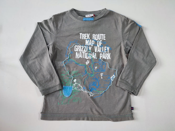 T-shirt m.l kaki "Trek route map of grizzly ...", moins cher chez Petit Kiwi