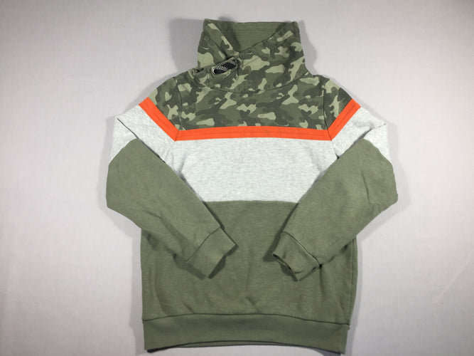 sweat effet camouflage/gris/vert col croisé, moins cher chez Petit Kiwi