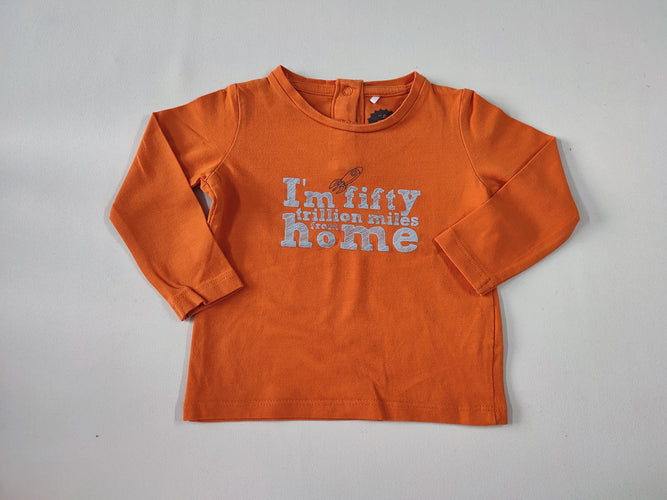 T-shirt m.l orange "I'm fifty trillion miles from home", moins cher chez Petit Kiwi