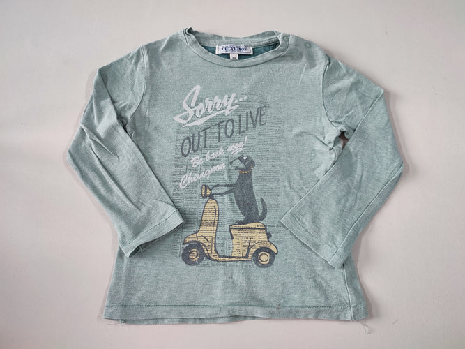 T-shirt m.l vert chien Vespa "Sorrayé out to live", moins cher chez Petit Kiwi