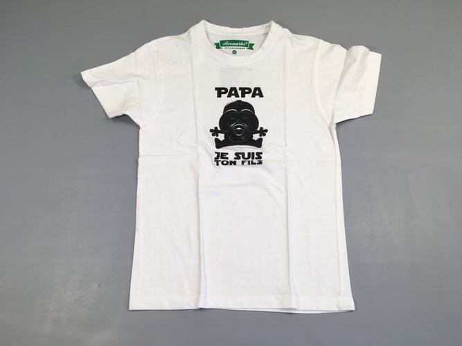 T-shirt m.c blanc PAPA, moins cher chez Petit Kiwi