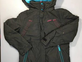 Veste de ski noire turquoise-rose-Petite tache arrière manche