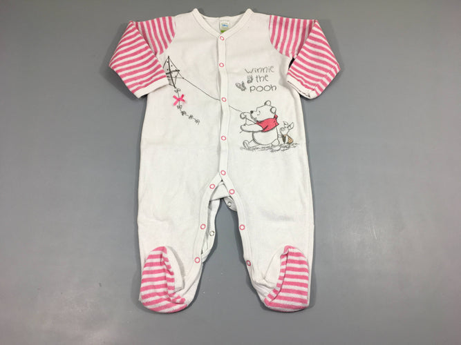 Pyjama velours blanc/rose Winnie, moins cher chez Petit Kiwi