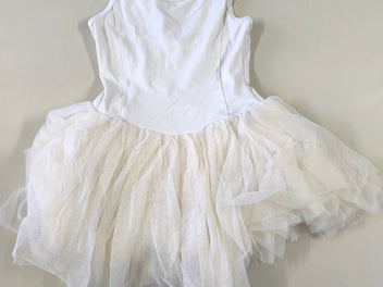 Tutu de danse blanc avec maillot intégré (pas d'étiquette, taille estimée)