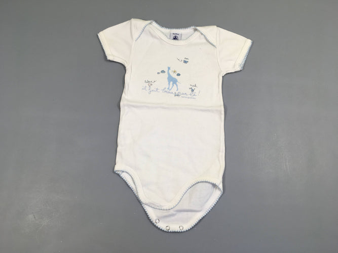 Body m.c blanc Girafe bleue, moins cher chez Petit Kiwi