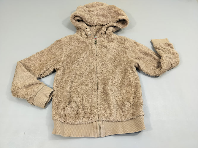 Gilet zippé à capuche en peluche brun, moins cher chez Petit Kiwi