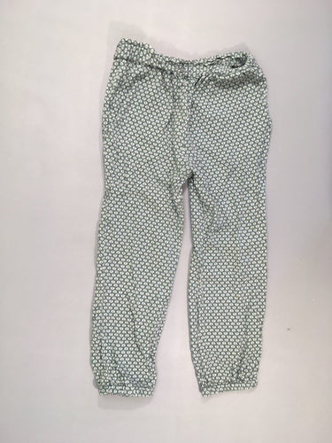 Pantalon fluide vert motifs blanc-vert taille et chevilles élastiques, moins cher chez Petit Kiwi