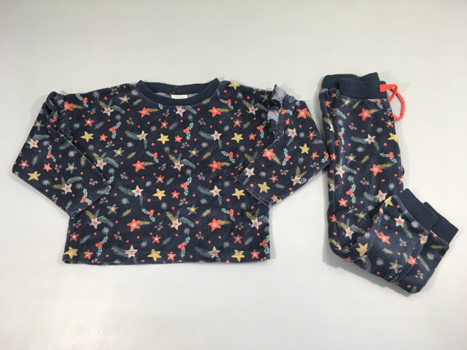 Pyjama 2pcs velours bleu foncé motifs Noël, moins cher chez Petit Kiwi