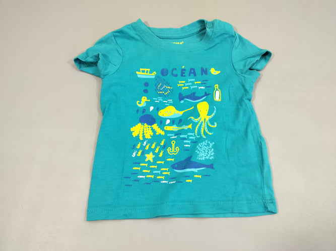 T-shirt m.c bleu  motifs marins "océan", moins cher chez Petit Kiwi