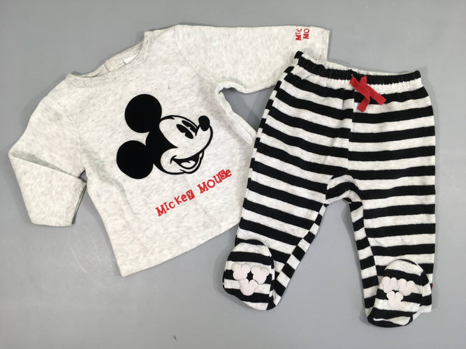 Pyjama 2pcs velours gris Mickey, moins cher chez Petit Kiwi