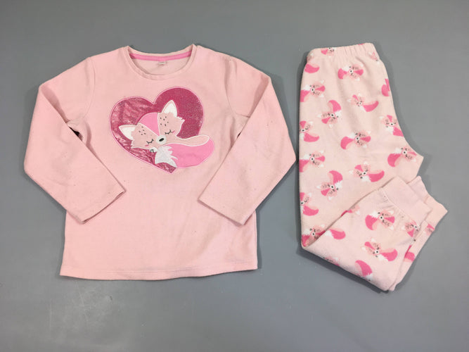 Pyjama 2 pcs polar rose coeur renard, moins cher chez Petit Kiwi