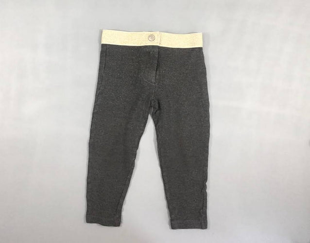 Pantalon jersey gris foncé chiné taille élastique doré, moins cher chez Petit Kiwi