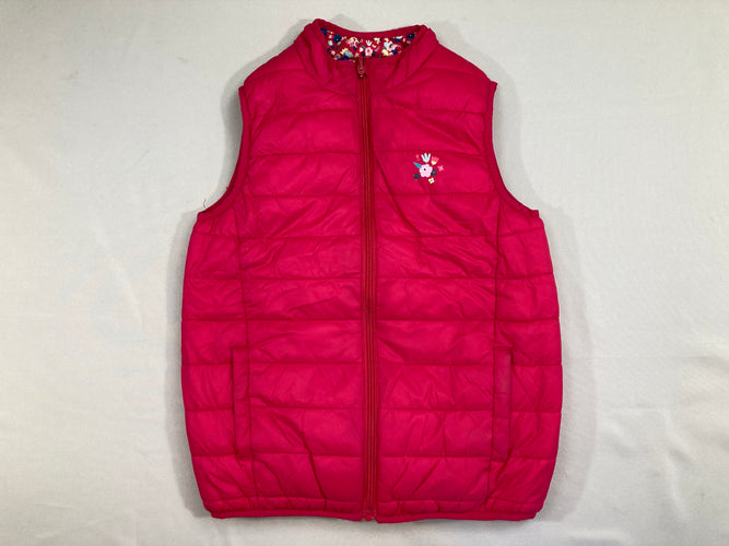 Bodywarmer réversible rose/rose fleuri, moins cher chez Petit Kiwi