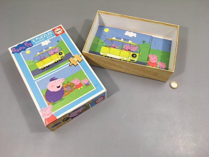 Complet 2 puzzles Peppa Pig en bois, moins cher chez Petit Kiwi