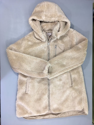 Gilet-veste peluche beige à capuche, moins cher chez Petit Kiwi