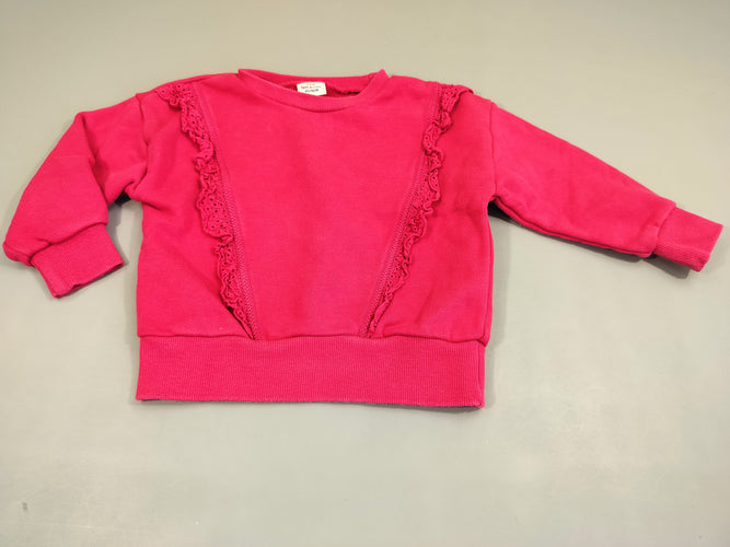 Sweat rose fushia avec dentelle, moins cher chez Petit Kiwi