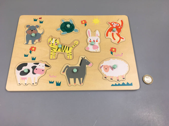 Planche puzzle en bois animaux, moins cher chez Petit Kiwi