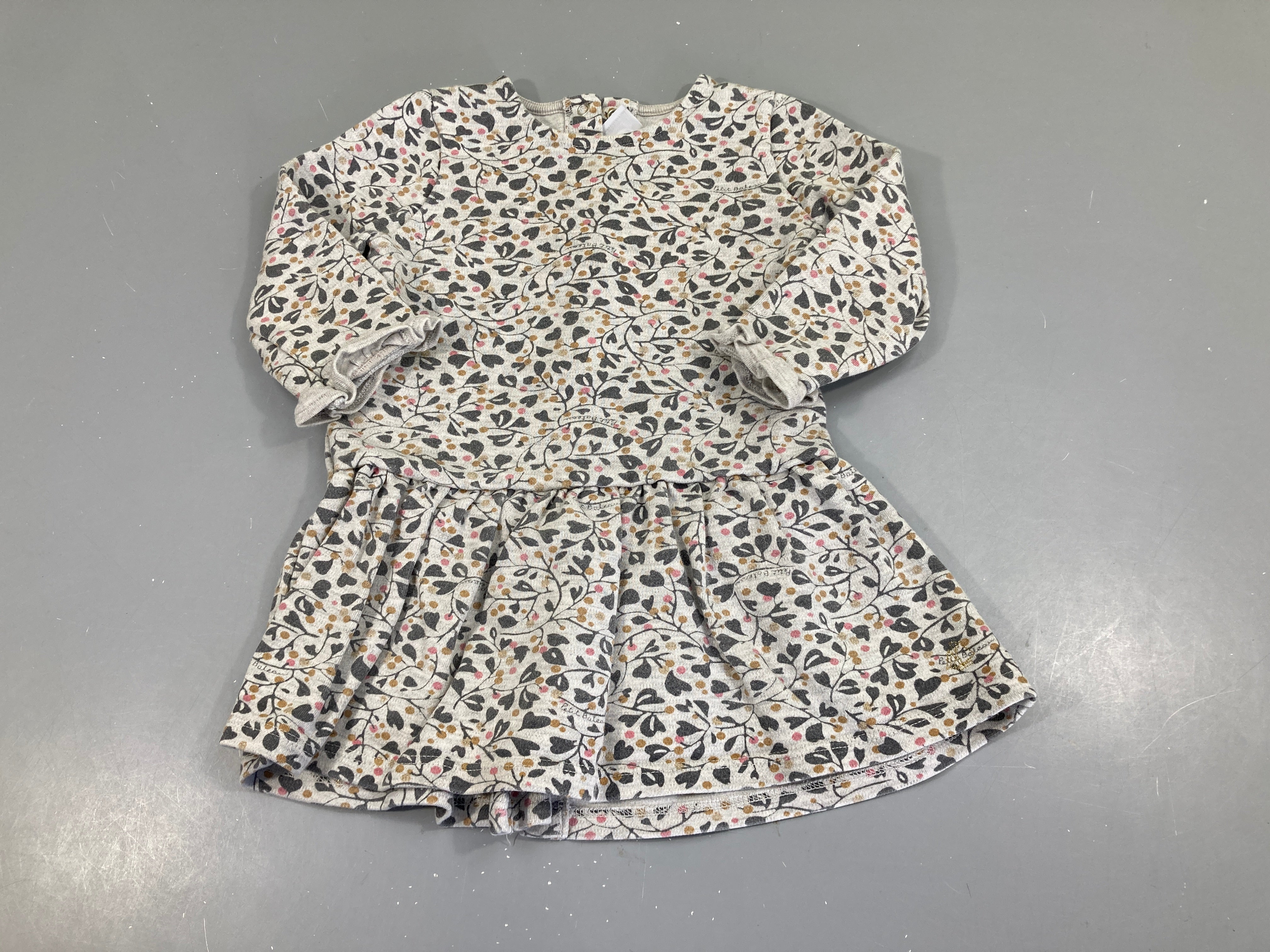Robe m.l molleton gris coeurs branches