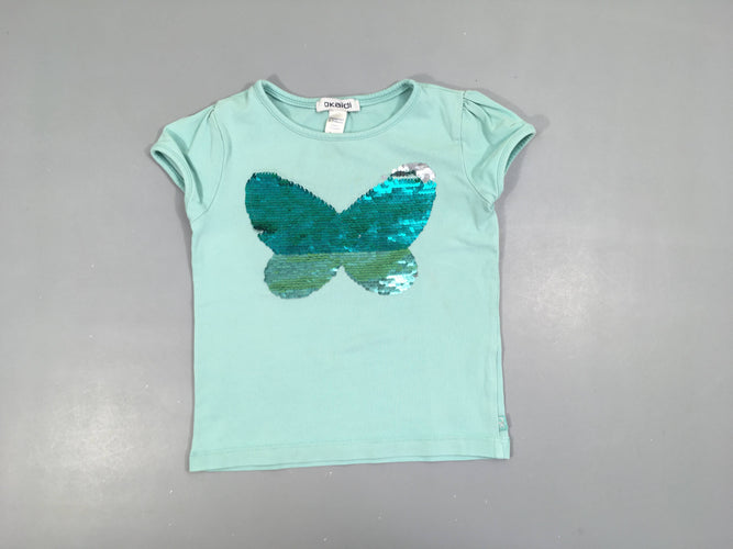 T-shirt m.c bleu clair papillon sequins réversibles, moins cher chez Petit Kiwi