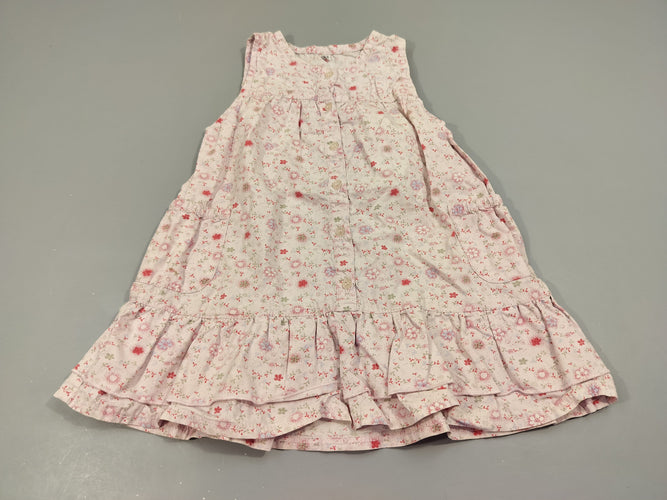 Robe s.m rose très pâle, motifs fleurs  100% coton, moins cher chez Petit Kiwi