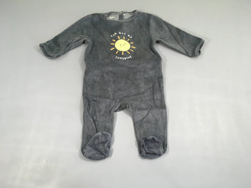 Pyjama velours gris foncé soleil