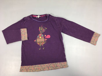 T-shirt m.l mauve oiseaux effet superposé