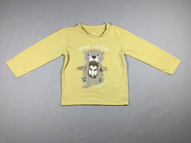 T-shirt m.l jaune pâle marmottes, moins cher chez Petit Kiwi